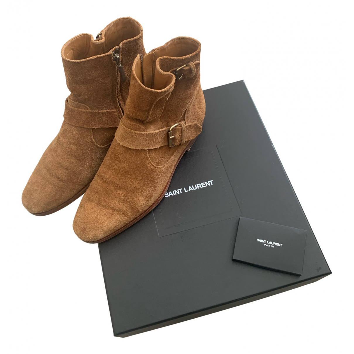 Leather boots Yves Saint Laurent Brown 